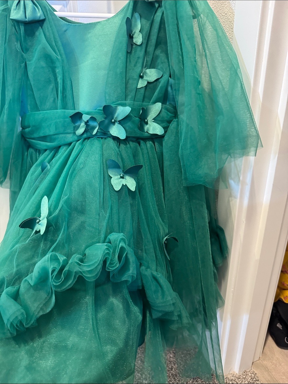 Emerald Green Tulle Butterfly  Dress - Picture 4 of 8